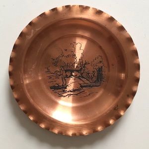 Vintage Jumping Deer Forest Scene Metal Ashtray